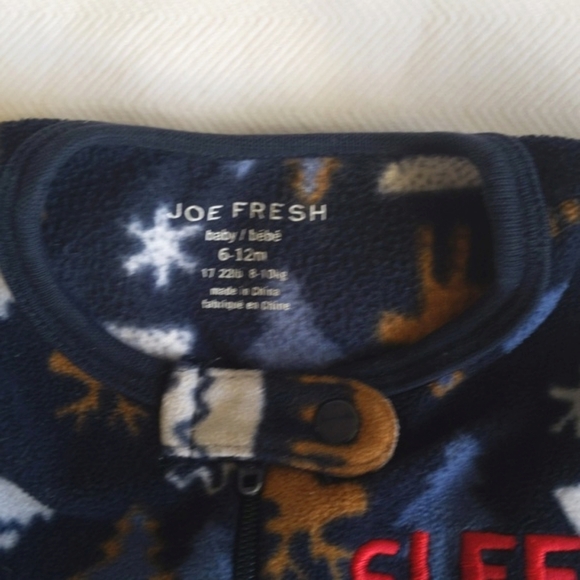 joe fresh winter woodland fleece zipper footie sleeper pajamas 6-12 months baby - Picture 5 of 6